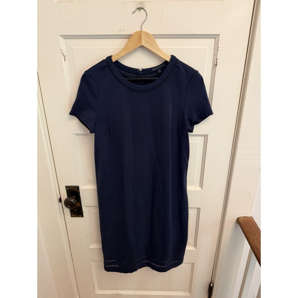 Brooks Brothers Women's Navy Shift Dress Short Sleeve Stretch Size 10